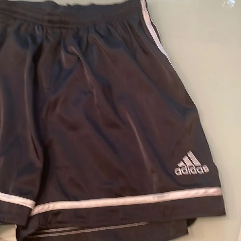 COPY - Adidas shorts large black white stripes no draw string climalite